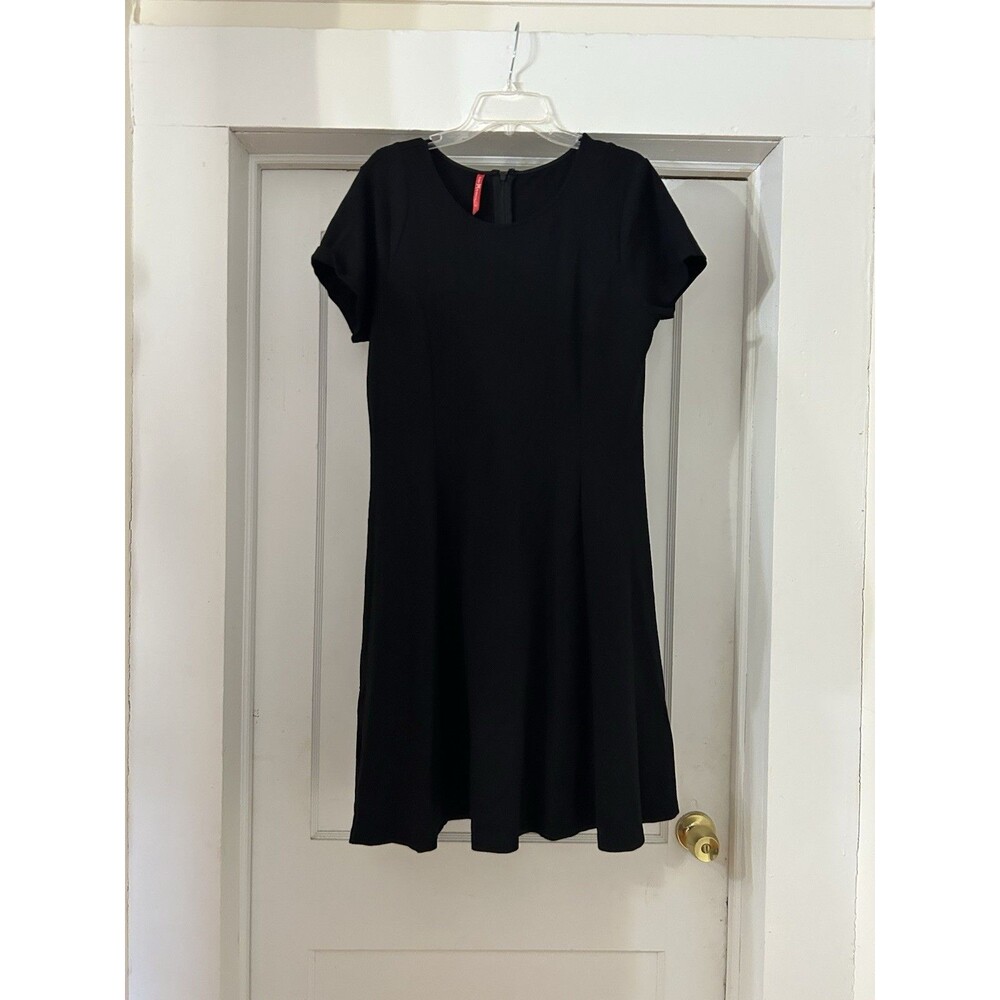 Ruby Ribbon Short Sleeve Black Slimming Lined Shapewear Black Knit Dress Size XL